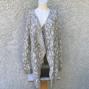 Bar III Macy’s Leopard Cheetah Animal Print Waterfall Drape Cardigan Sweater